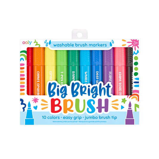 Carioci lavabile cu pensula, Big Bright Brush, set 10 culori - Ooly - Publisol.ro