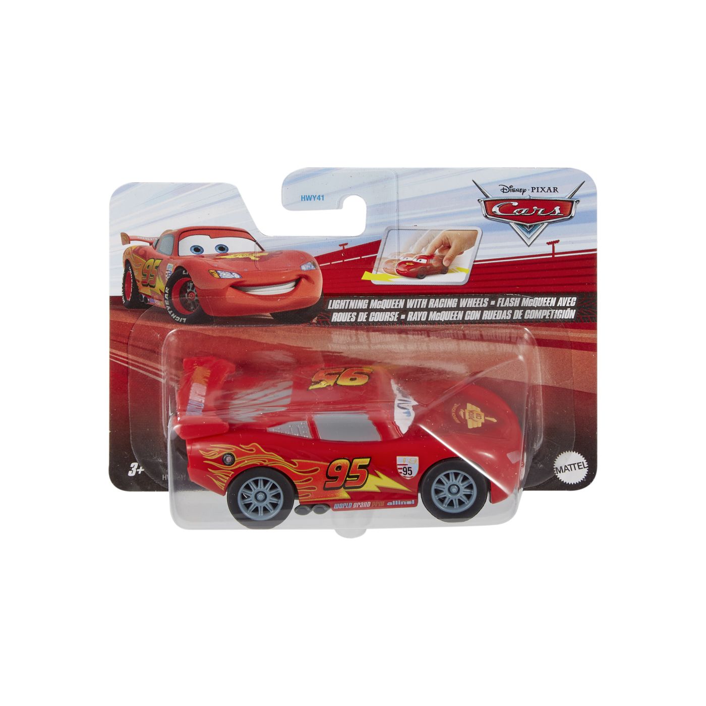 Cars masinuta cu sistem pullback Fulger Mcqueen cu roti de curse scara 1:43 - Publisol.ro