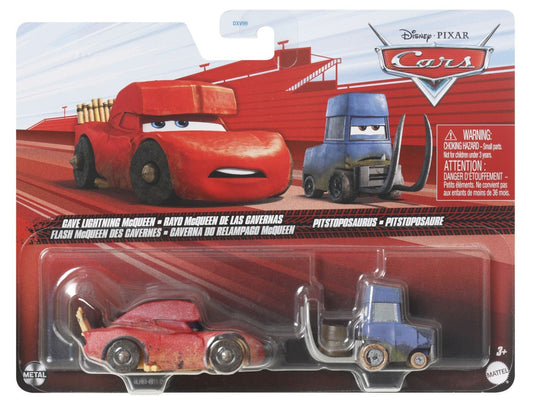 Cars3 set 2 masinute metalice cave fulger mcqueen si pitstoposaurus, Mattel - Publisol.ro