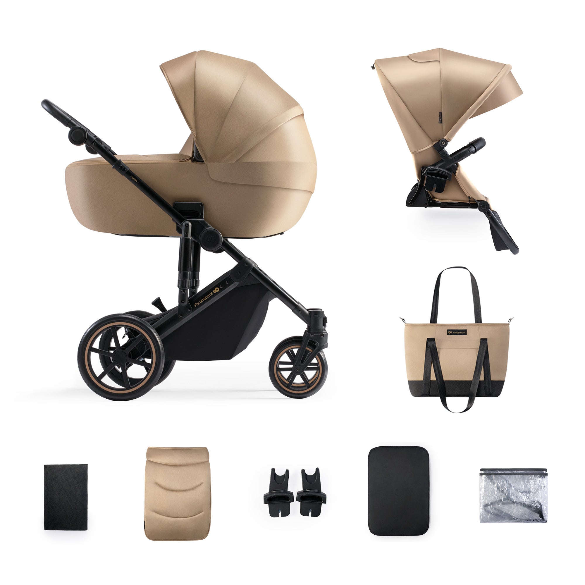 Carucior 2 in 1 Kinderkraft prime 2, sandrose beige - Publisol.ro