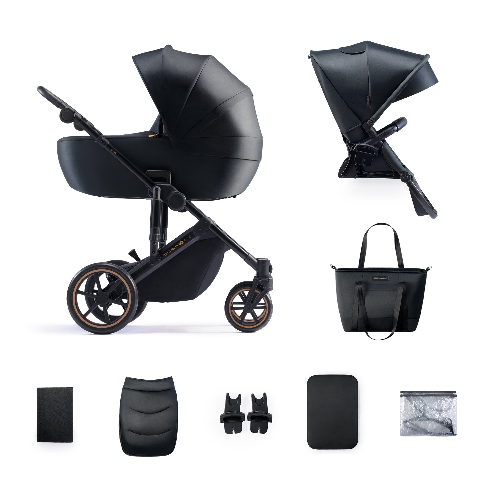 Carucior 2 in 1 Kinderkraft prime 2, venezian black - Publisol.ro