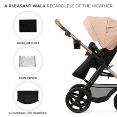 Carucior 3 in 1 Kinderkraft moov 2, sand beige - Publisol.ro
