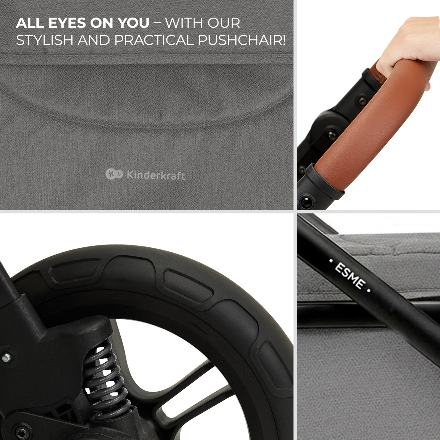 Carucior Kinderkraft esme, 3 in 1, moonlight grey - Publisol.ro