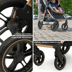 Carucior Kinderkraft esme, 3 in 1, pure black - Publisol.ro