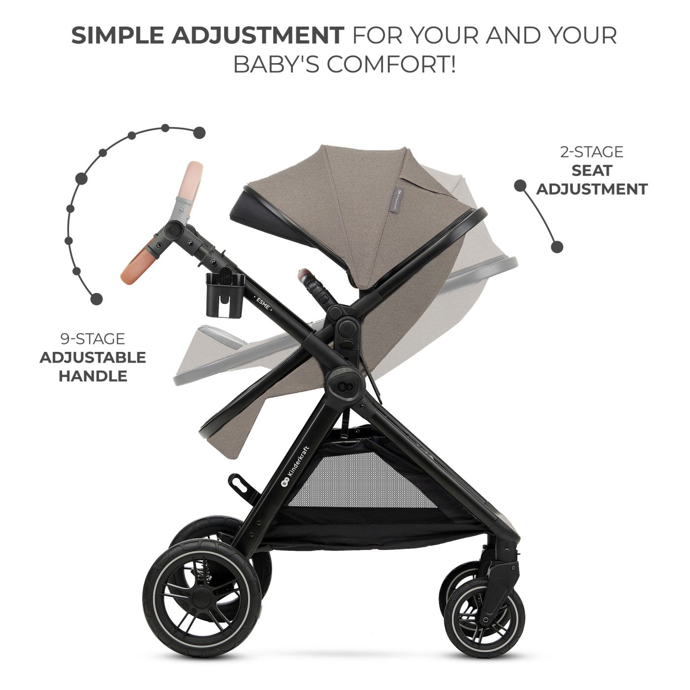 Carucior Kinderkraft esme, 3 in 1, sand beige - Publisol.ro