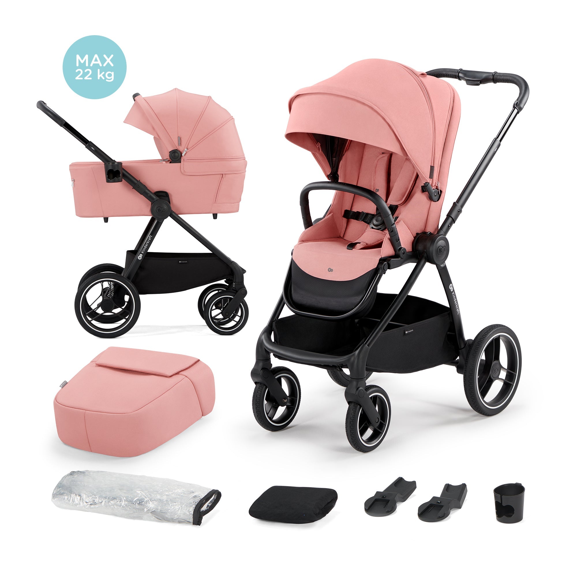 Carucior Kinderkraft nea, 2 in 1, ash pink - Publisol.ro