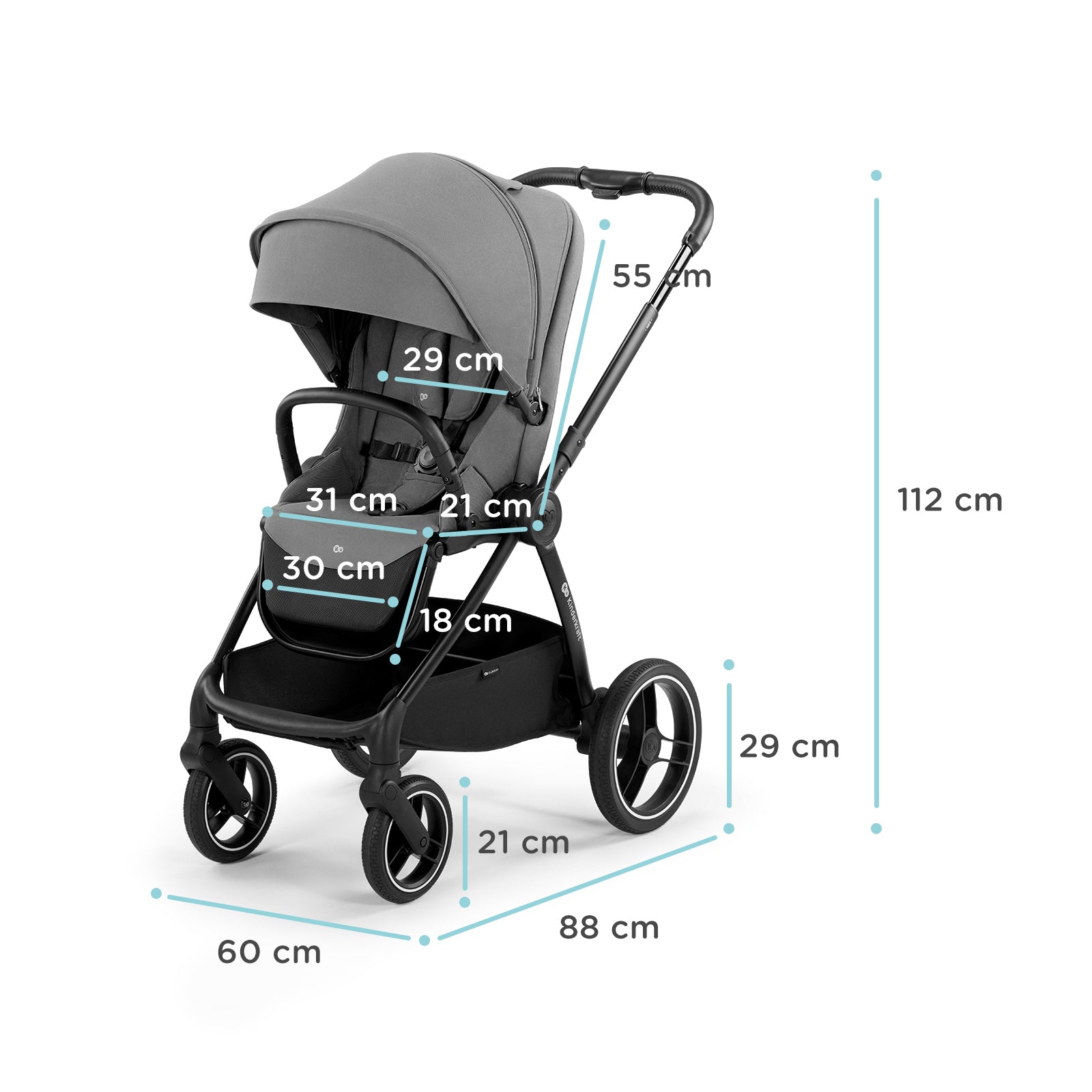 Carucior Kinderkraft nea, 2 in 1, platinum grey - Publisol.ro