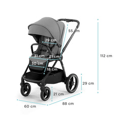 Carucior Kinderkraft nea, 2 in 1, platinum grey - Publisol.ro