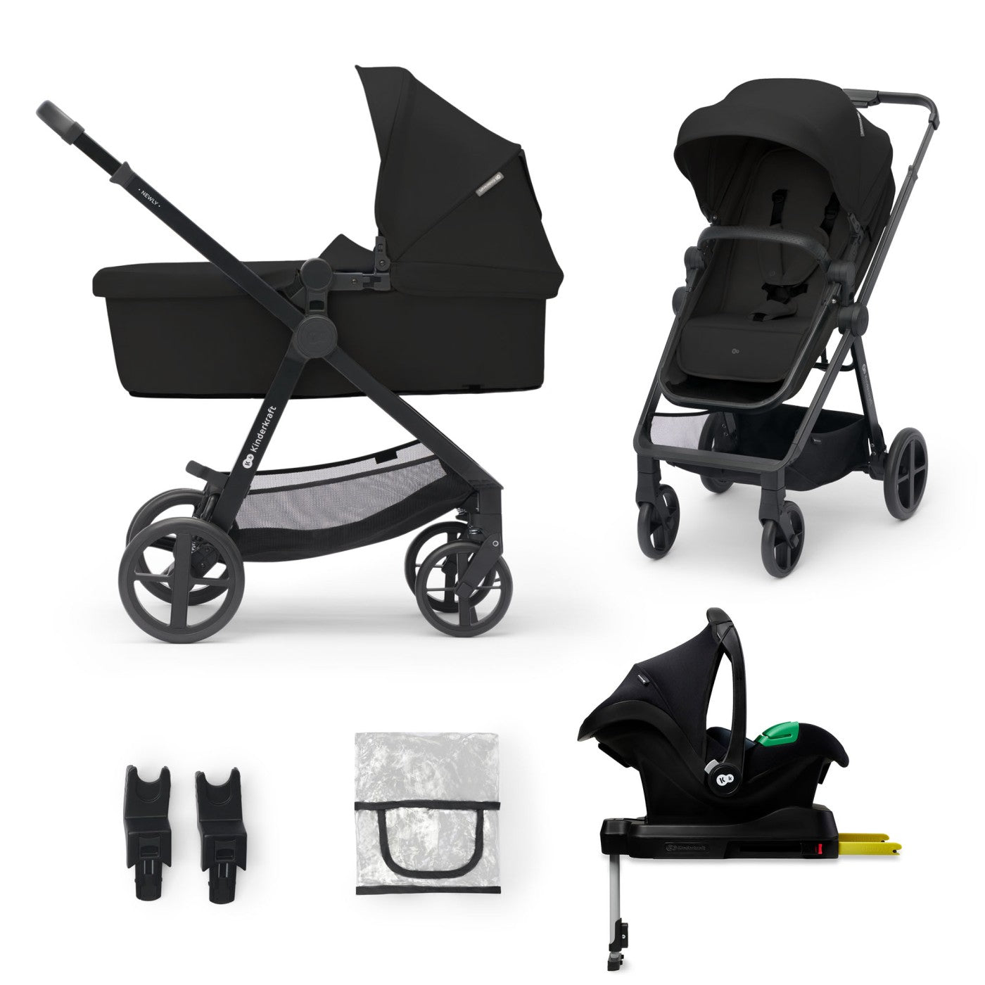 Carucior Kinderkraft newly, 4 in 1, classic black - Publisol.ro