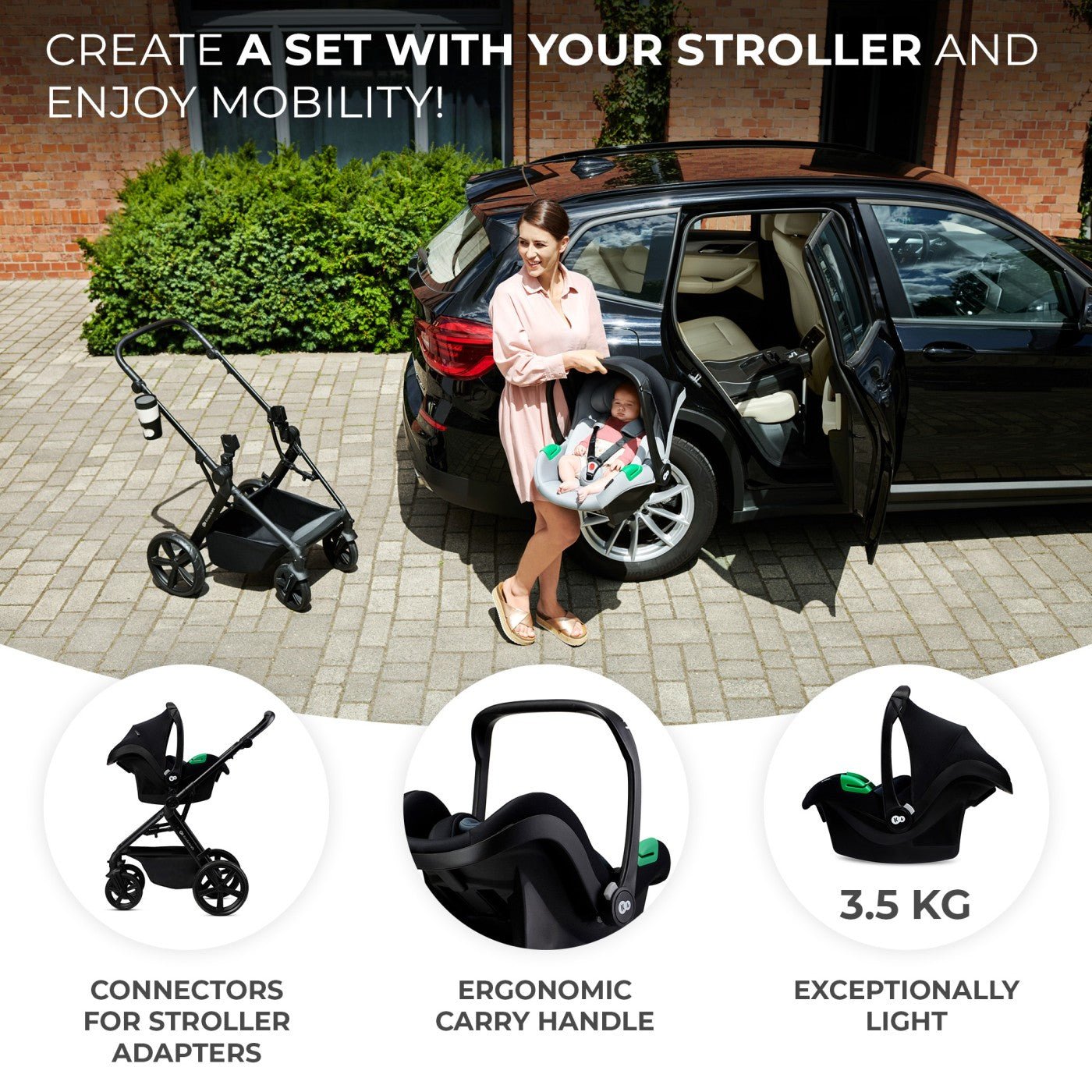 Carucior Kinderkraft newly, 4 in 1, classic black - Publisol.ro