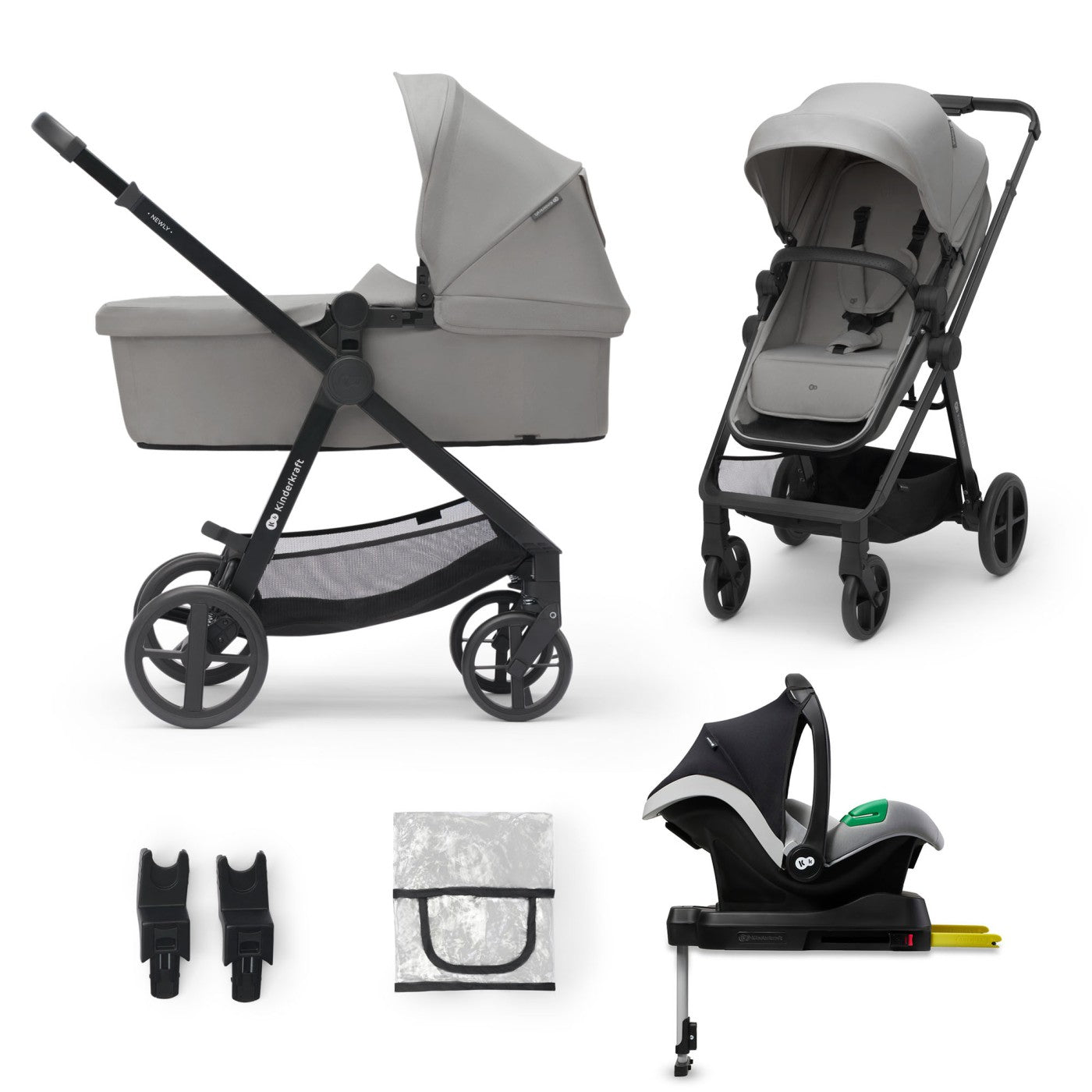 Carucior Kinderkraft newly, 4 in 1, moonlight grey - Publisol.ro