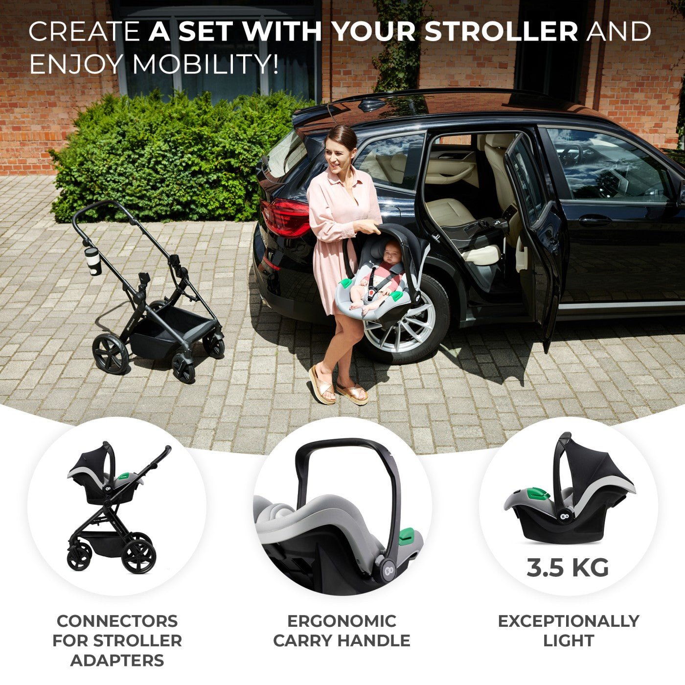 Carucior Kinderkraft newly, 4 in 1, moonlight grey - Publisol.ro