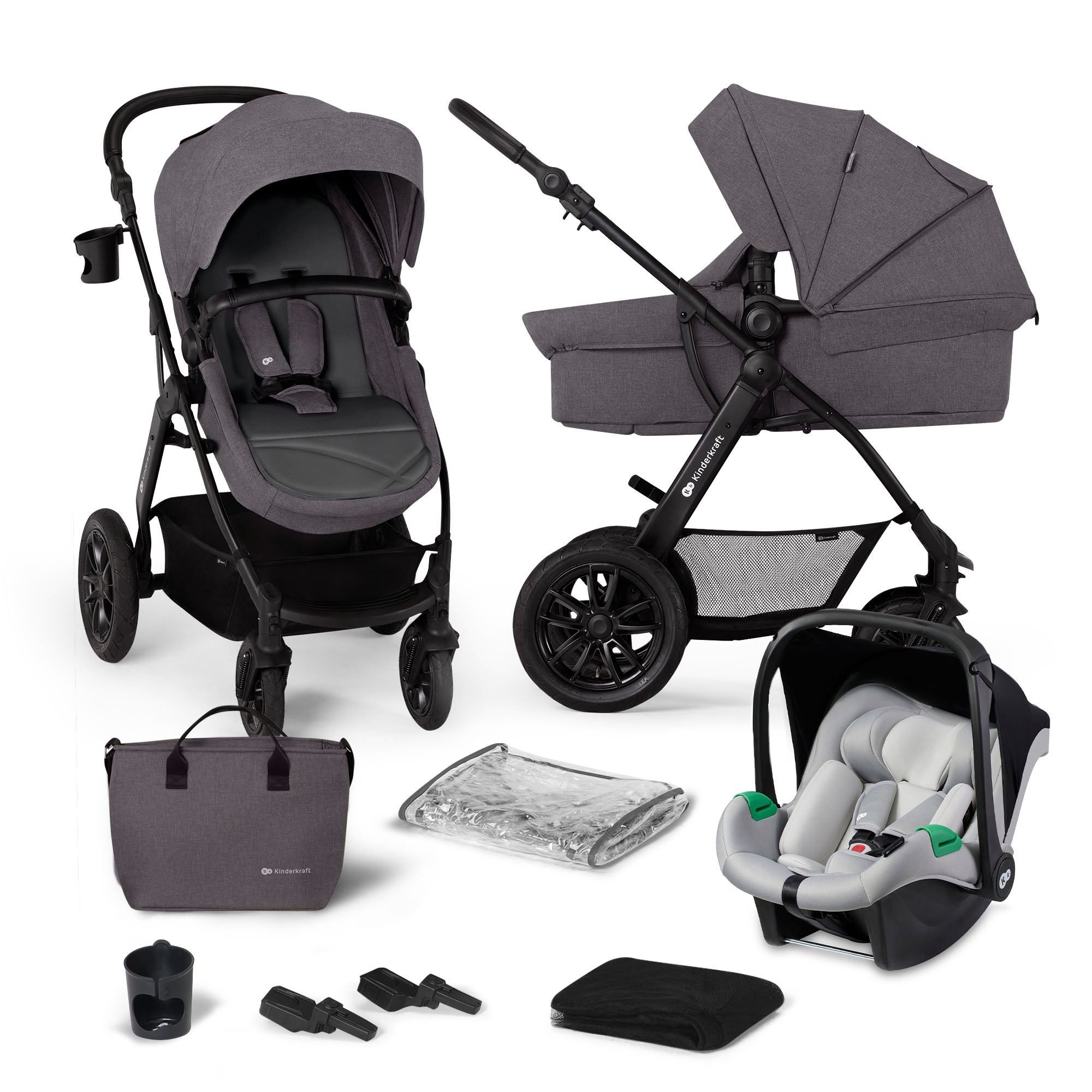 Carucior multifunctional Kinderkraft xmoov, 3 in 1, dark grey - Publisol.ro