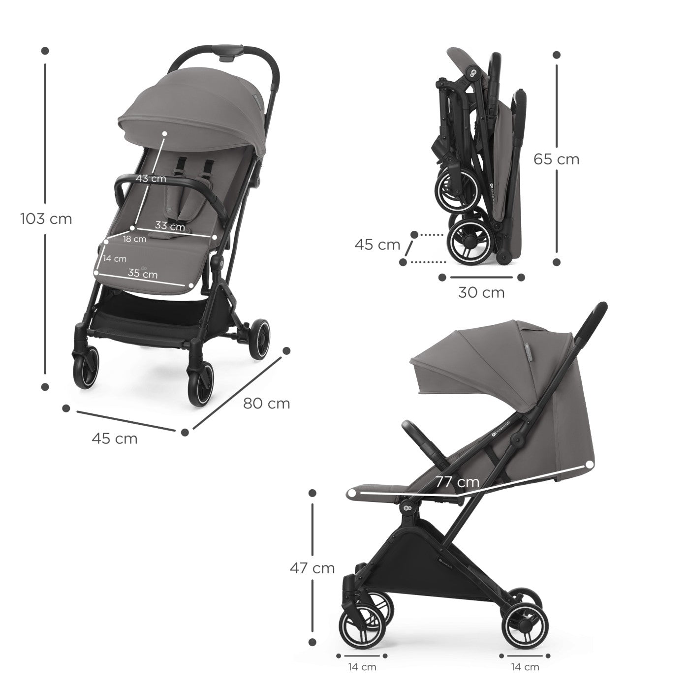 Carucior sport kinderkraf indy2, cozy grey - Publisol.ro