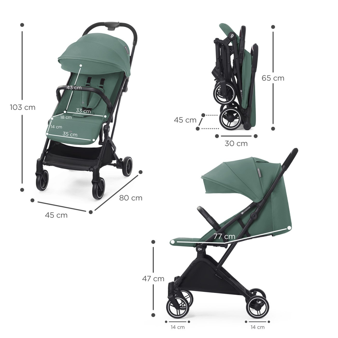 Carucior sport Kinderkraft indy2, sea green - Publisol.ro