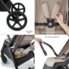 Carucior sport Kinderkraft loom, 0 - 22 kg, linen beige - Publisol.ro