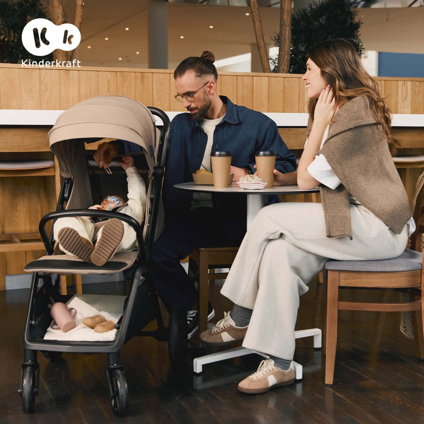 Carucior sport Kinderkraft loom, 0 - 22 kg, linen beige - Publisol.ro