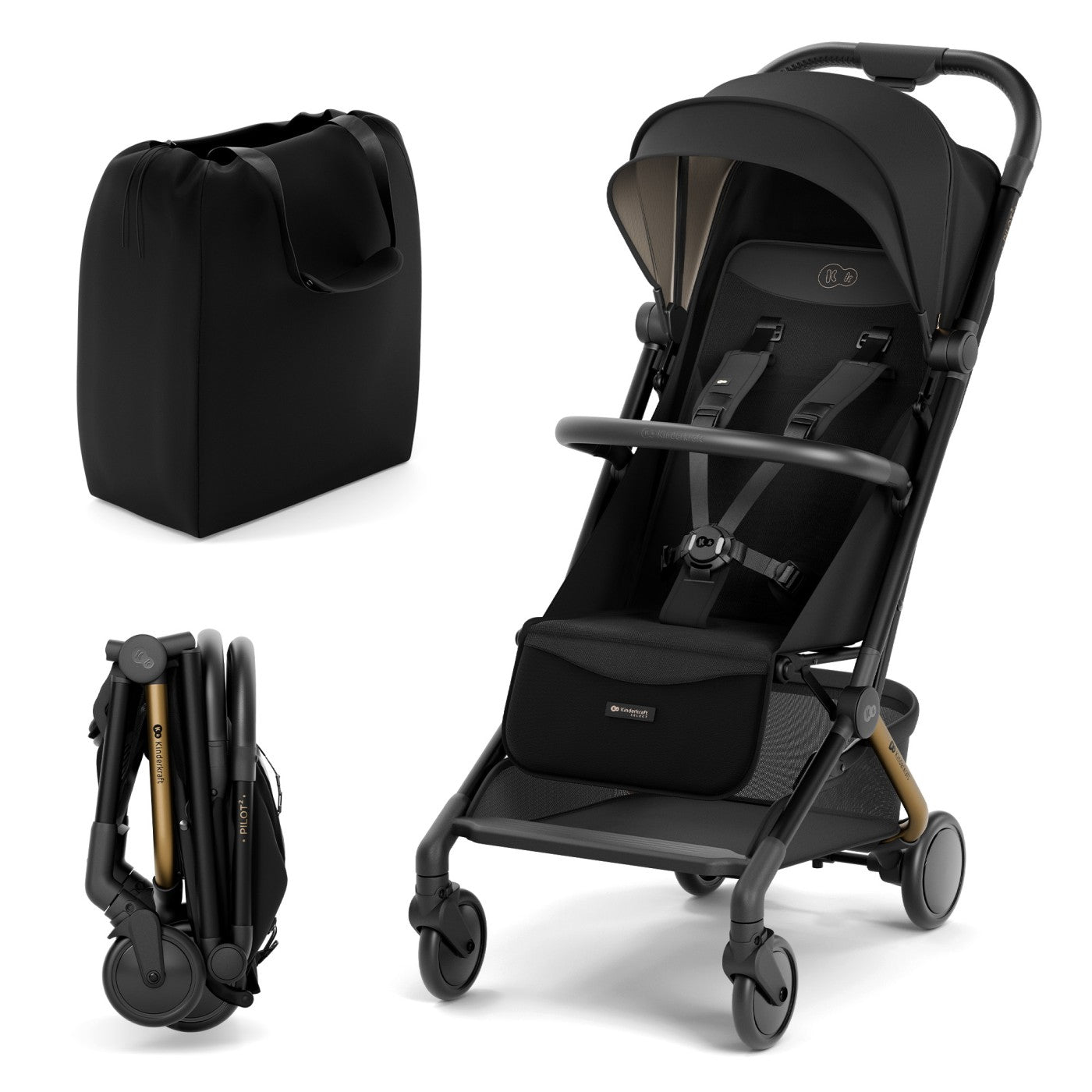 Carucior sport Kinderkraft pilot 2, 0 - 22 kg, midnight black - Publisol.ro