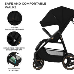 Carucior sport Kinderkraft trig3 onyx black - Publisol.ro