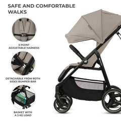 Carucior sport Kinderkraft trig3 stone beige - Publisol.ro