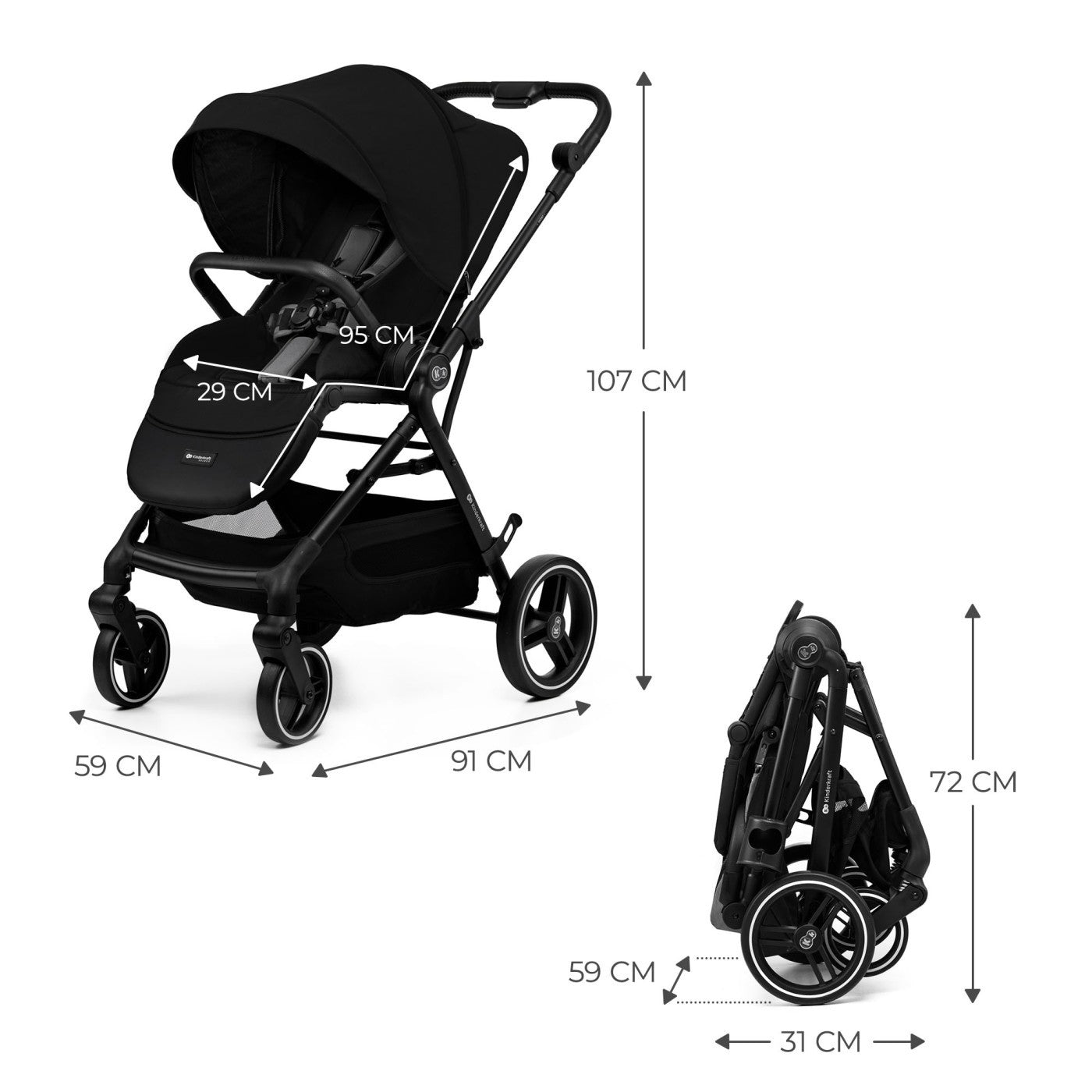 Carucior sport Kinderkraft yoxi, black - Publisol.ro