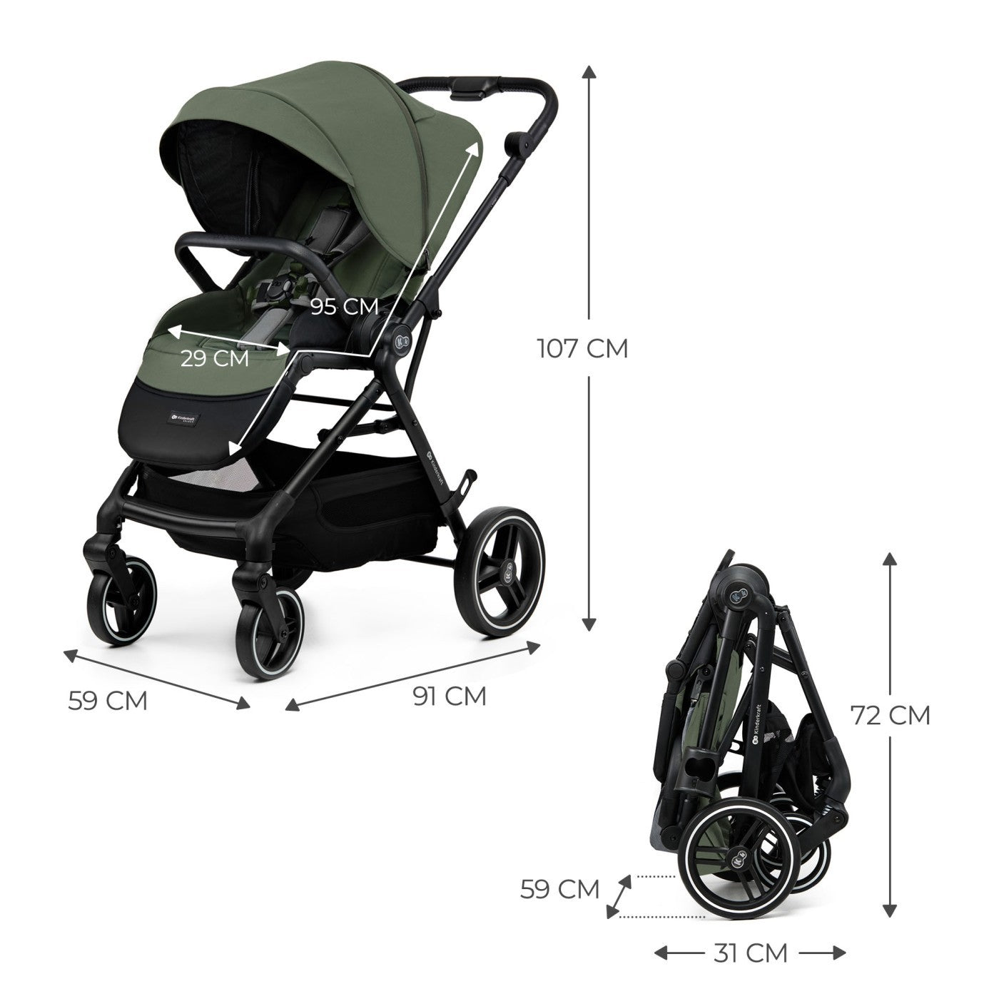 Carucior sport Kinderkraft yoxi, green - Publisol.ro