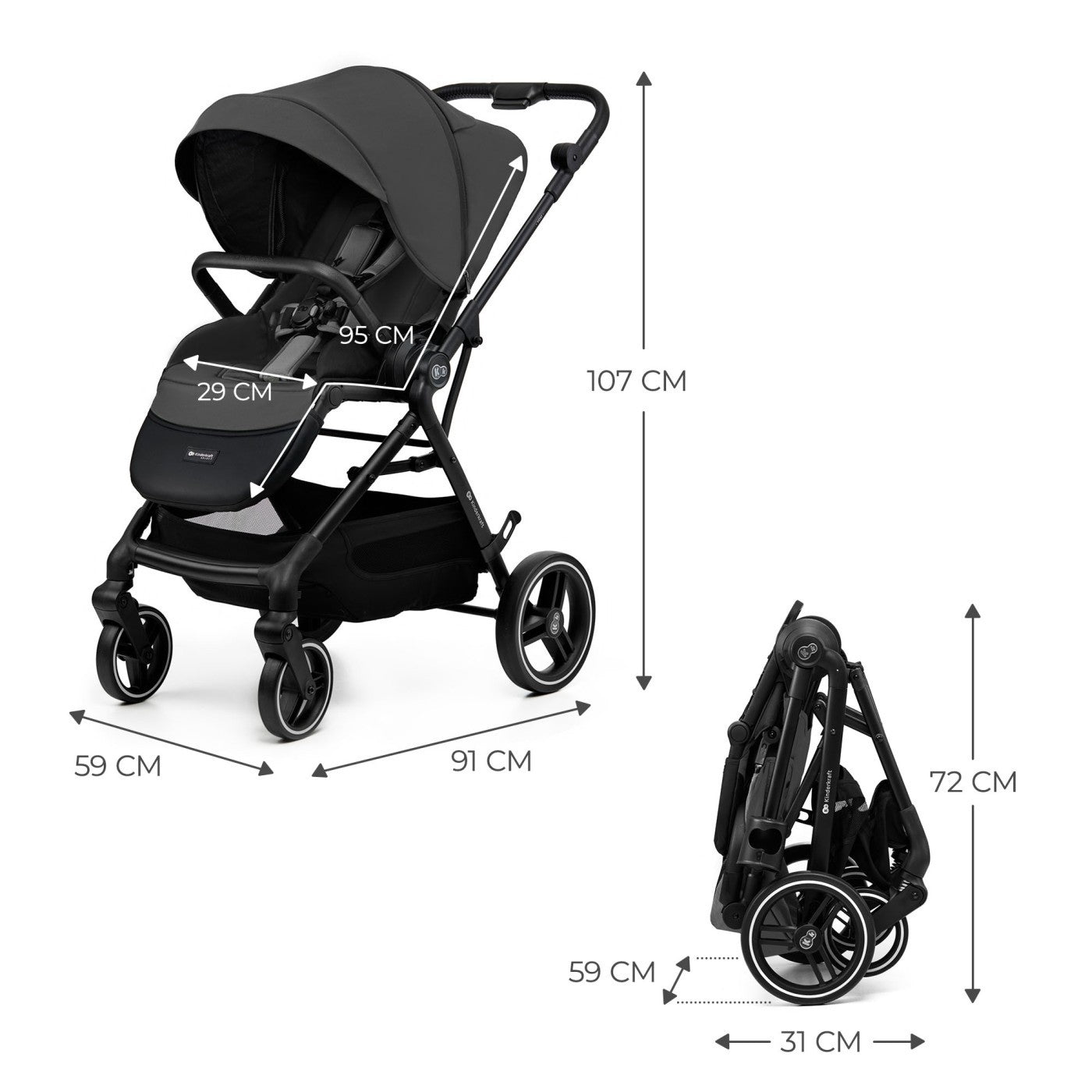 Carucior sport Kinderkraft yoxi, grey - Publisol.ro