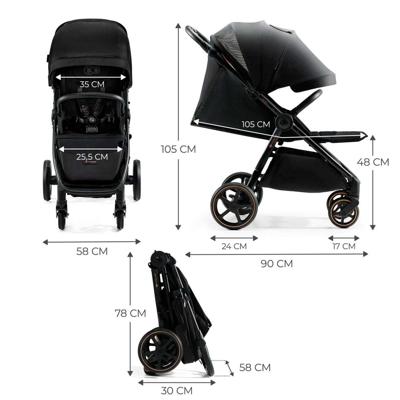 Carucior sport, ultra compact mitzy, 0 - 22 kg, black ink - Publisol.ro