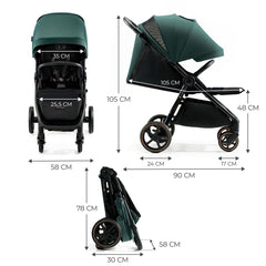 Carucior sport, ultra compact mitzy, 0 - 22 kg, jade green - Publisol.ro