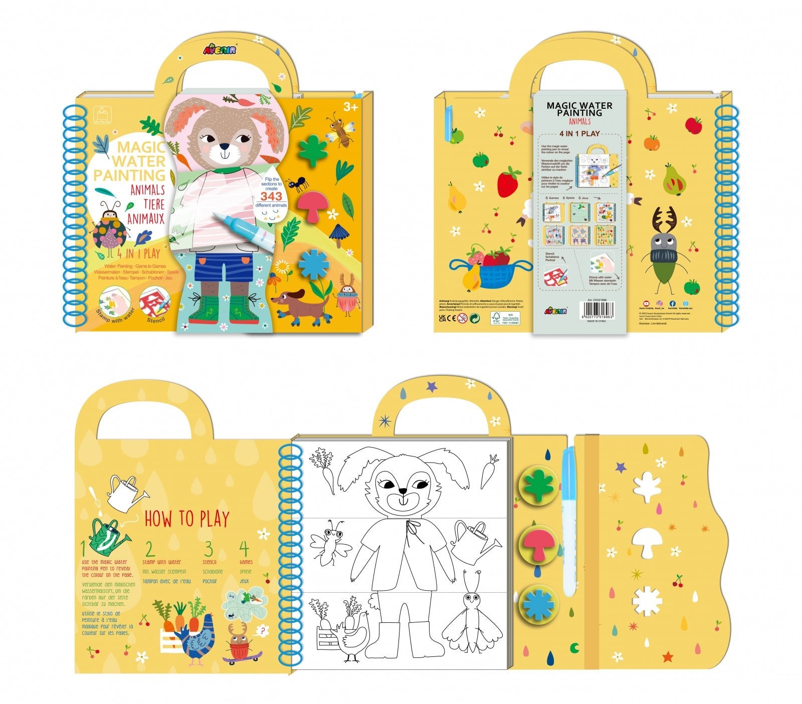 Cea mai mare Carte de pictat cu apa, sabloane, stampile si jocuri, portabila - Animale - Avenir - Publisol.ro