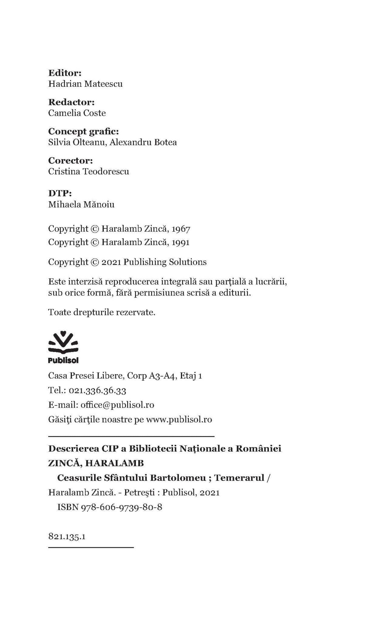 Ceasurile Sfantului Bartolomeu; Temerarul - Ed. digitala - Publisol.ro