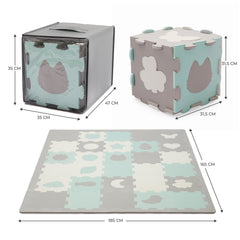 Covoras de joaca Kinderkraft luno shapes, puzzle 3d, spuma, mint - Publisol.ro