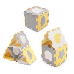 Covoras de joaca Kinderkraft luno shapes, puzzle 3d, spuma, yellow - Publisol.ro