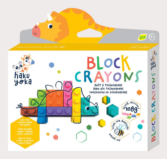 Creioane cerate interconectabile Block Crayons - Dinozaur Triceratops, Haku Yoka - Avenir - Publisol.ro