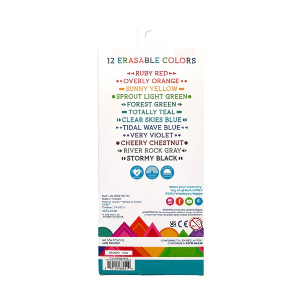 Creioane colorate care se sterg, set de 12, Un - Mistake - Ables! - Ooly - Publisol.ro