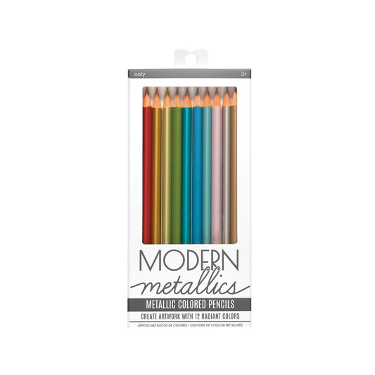 Creioane colorate metalice Modern - Set de 12 - Ooly