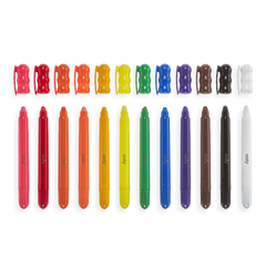 Creioane cu gel pentru geam si sticla, Rainy Dayz, set 12 culori lavabile - Ooly - Publisol.ro