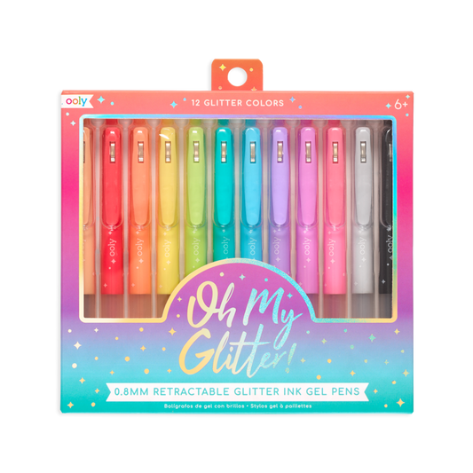 Pixuri retractabile cu gel si sclipici, Oh My Glitter!, set 12 culori - Ooly