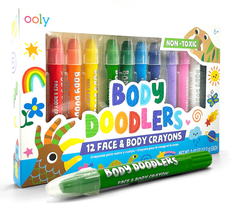 Creioane pictura pentru fata si piele, Body Doodlers, set de 12 - Ooly - Publisol.ro