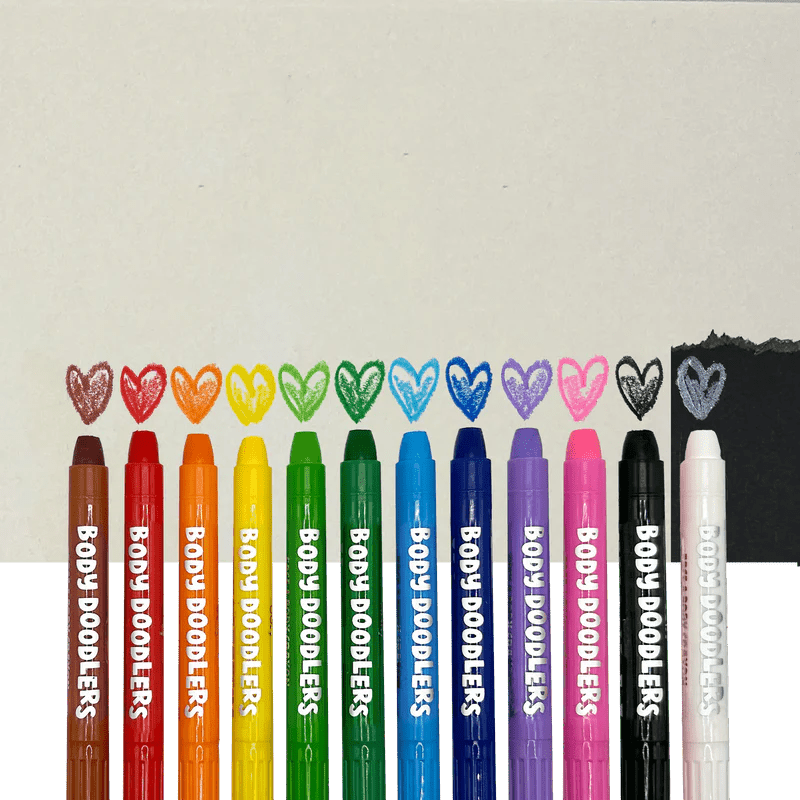Creioane pictura pentru fata si piele, Body Doodlers, set de 12 - Ooly - Publisol.ro