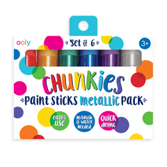 Creioane tempera solida Chunkies culori metalice, 6 bucati - Ooly - Publisol.ro