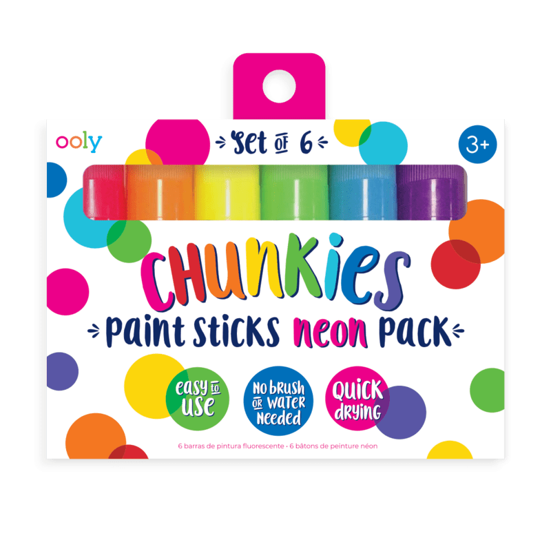Creioane tempera solida Chunkies culori neon, 6 bucati - Ooly - Publisol.ro
