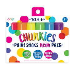 Creioane tempera solida Chunkies culori neon, 6 bucati - Ooly - Publisol.ro