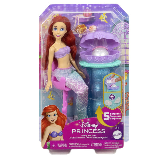 Disney princess papusa ariel si masuta de machiaj cu surprize, Mattel - Publisol.ro