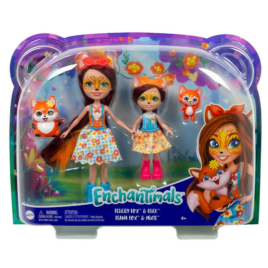 Enchantimals set papusi surori si animalutele lor felicity fox si flick si feana fox si mixte, Mattel - Publisol.ro