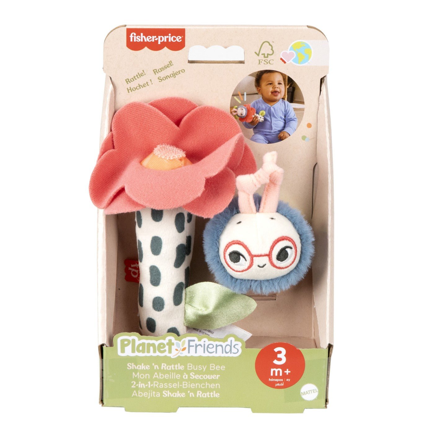 Fisher price planet friends jucarie plus zornaitoare floare si albinuta - Publisol.ro