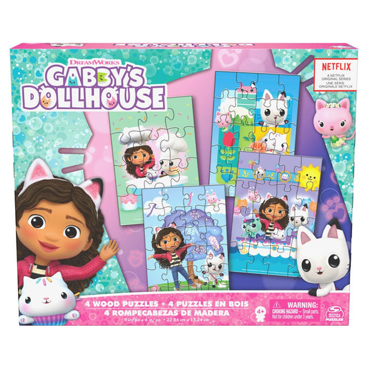 Gabbys Dollhouse set 4 puzzle din lemn - Publisol.ro