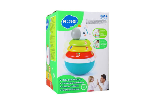Hopa mitica roly poly unicorn cu inele pentru stivuit, Jucarii Bebe - Publisol.ro