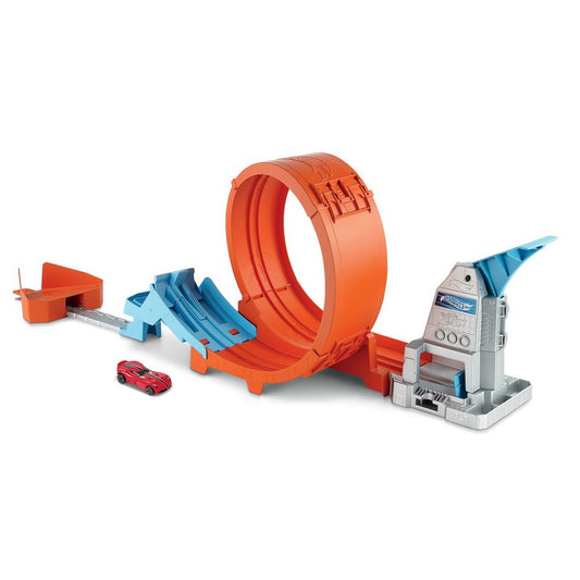 Hot wheels circuit rapid cu lansator pentru cascadorii si masinuta exclusiva, Mattel - Publisol.ro