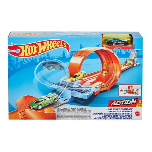 Hot wheels circuit rapid cu lansator pentru cascadorii si masinuta exclusiva, Mattel - Publisol.ro